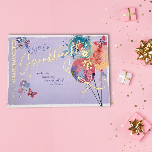 Granddaughter Birthday Card - Landscape Balloons