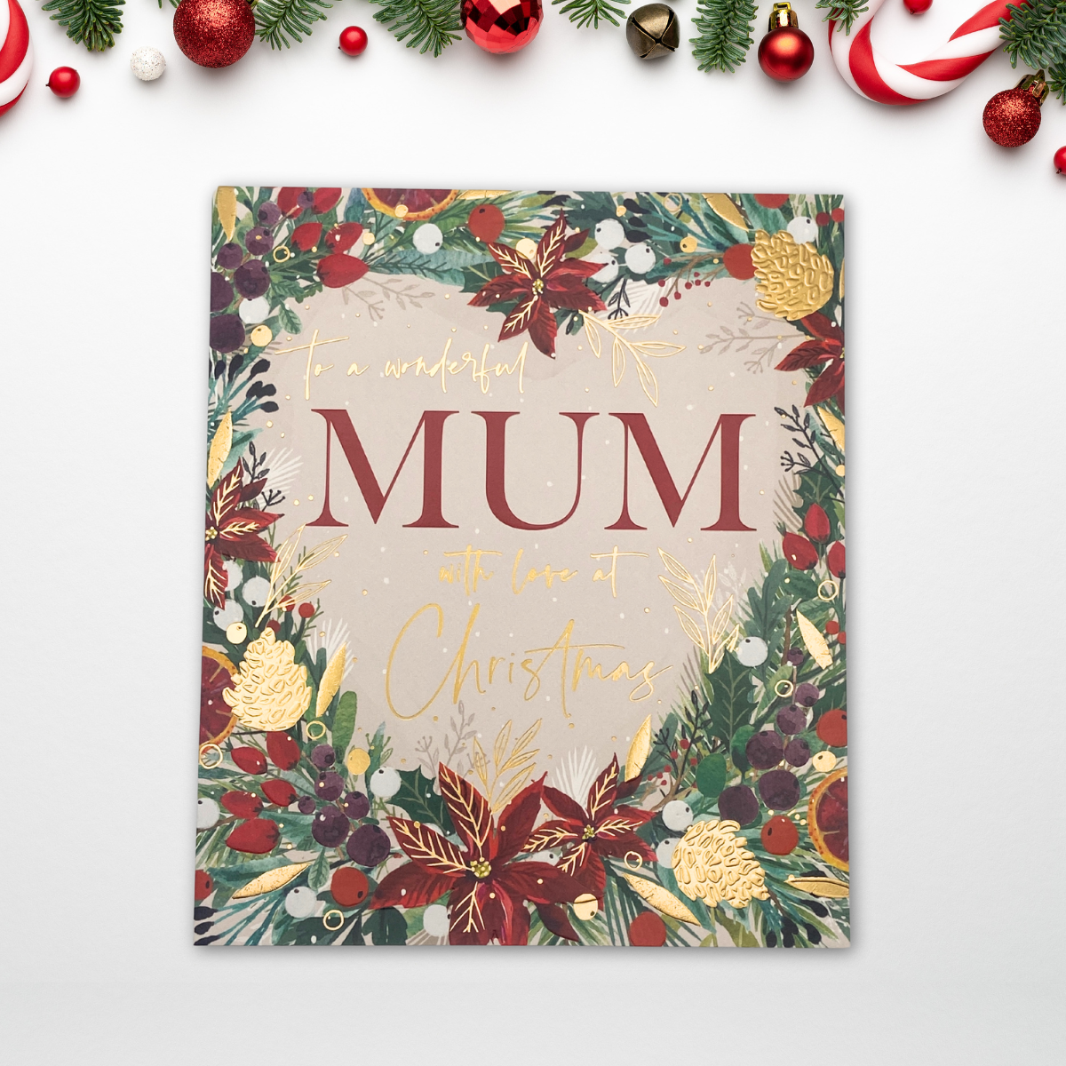 Mum Christmas Card - Festive Wreath