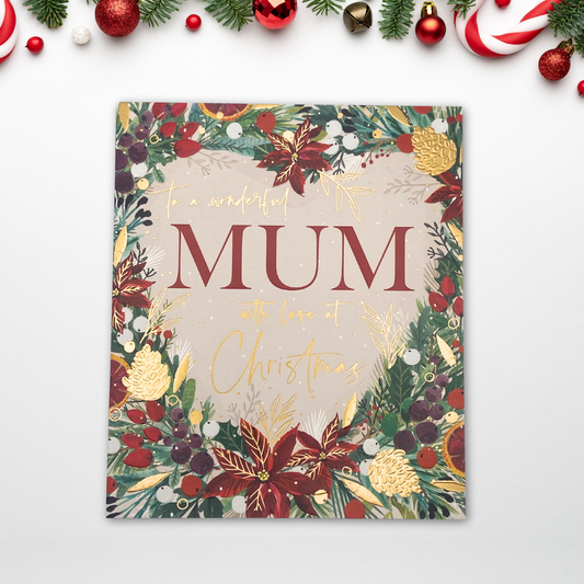 Mum Christmas Card - Festive Wreath