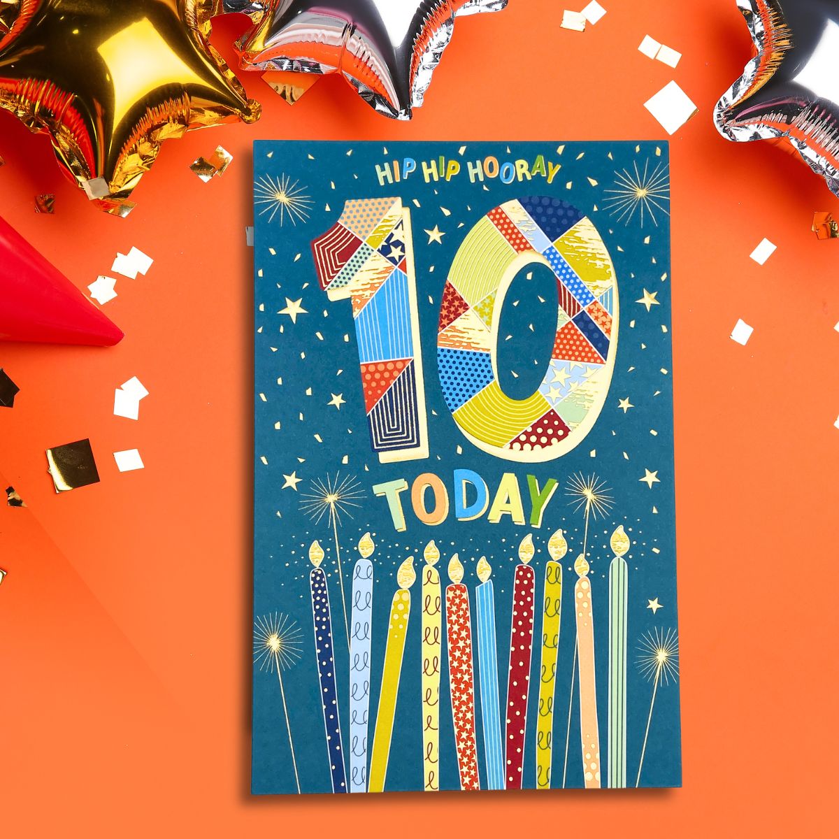 10th Birthday Card - Hoopla! Candles