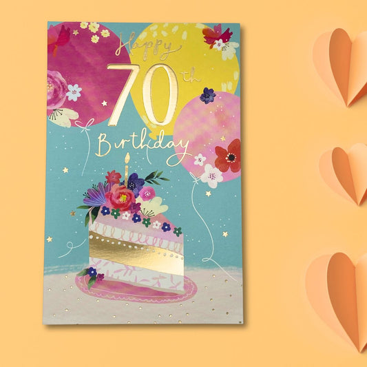70th Birthday Card - Slice Of Cake