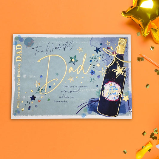 Dad Birthday Card - Landscape Wine Bottle