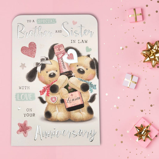 Brother & Sister-In-Law Wedding Anniversary Card - Fudge & Friends