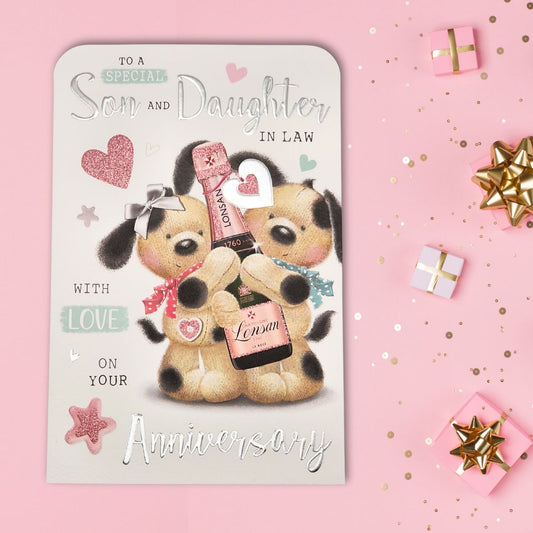 Son & Daughter-In-Law Wedding Anniversary Card - Fudge & Friends