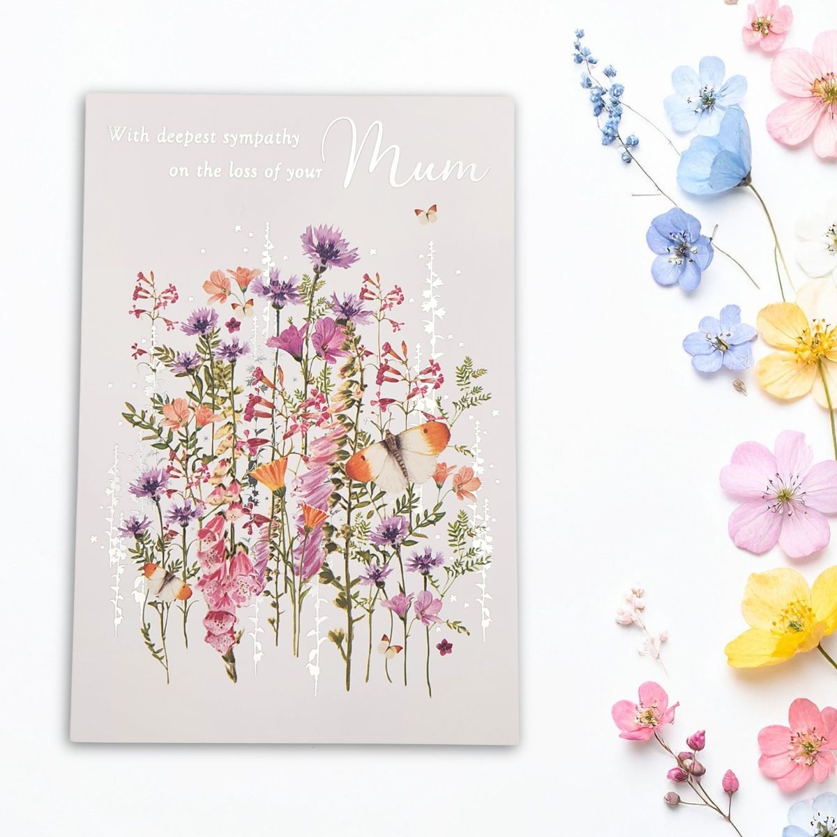 Sympathy Card Loss Of Mum - Flowers & Butterflies