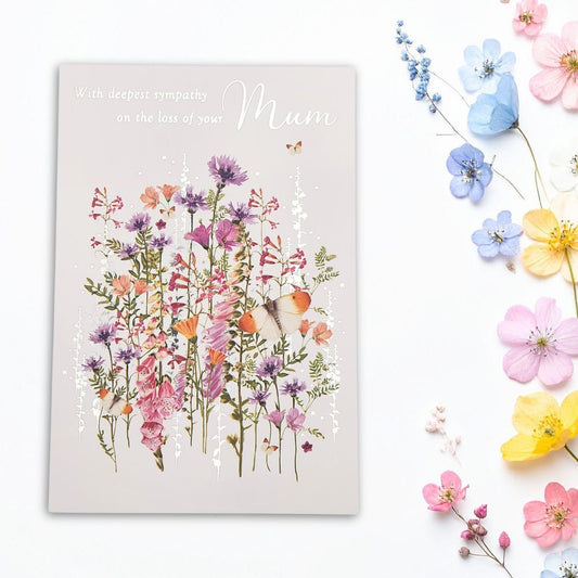 Sympathy Card Loss Of Mum - Flowers & Butterflies