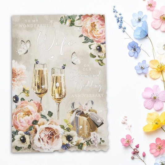 Wife Diamond Wedding Anniversary Card - 60th Velvet Gallery