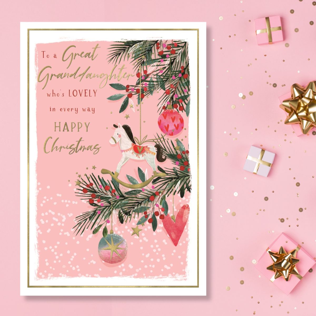 Great Granddaughter Christmas Card - Skylight Rocking Horse