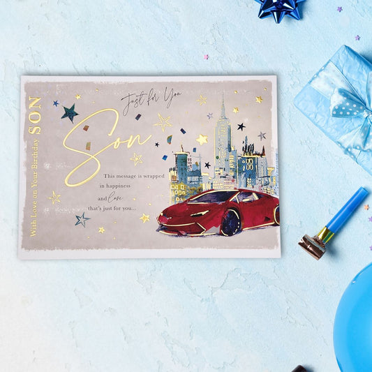 Son Birthday Card - Landscape Sports Car