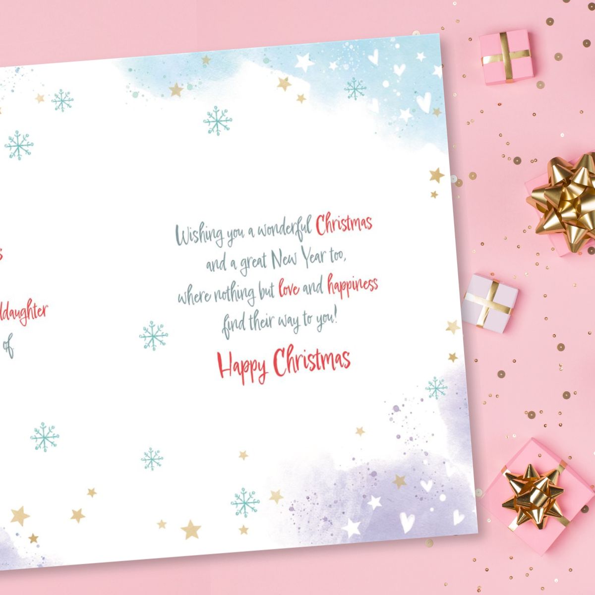 Great Granddaughter Christmas Card - Awash With Colour Snowglobe