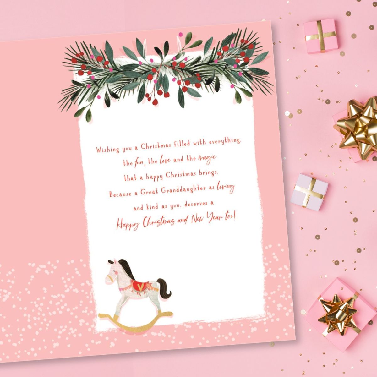 Great Granddaughter Christmas Card - Skylight Rocking Horse