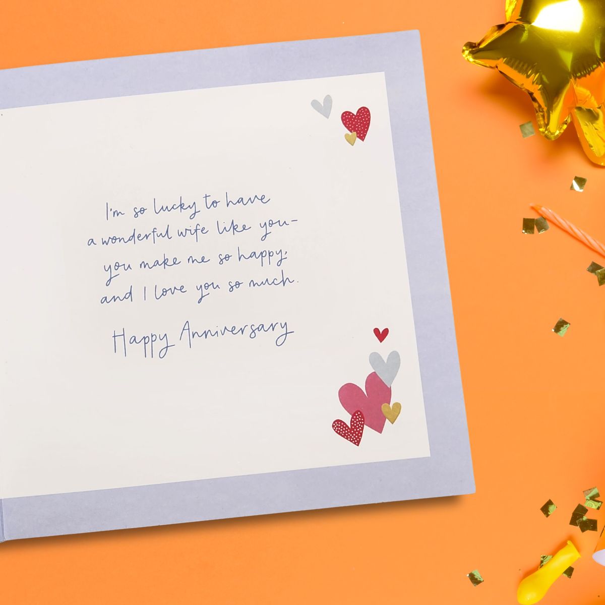 Wife Anniversary Card - Holographic Hearts