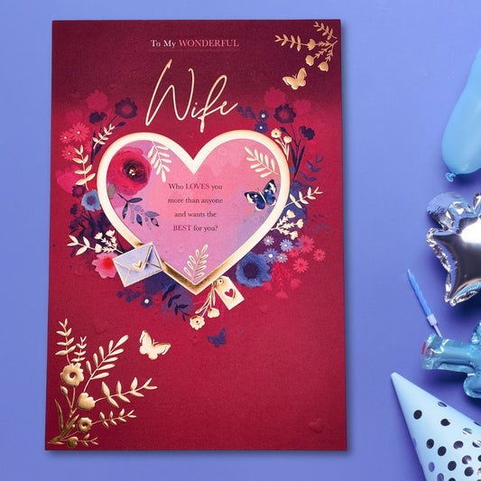 Wife Birthday Card -  Large Who Loves You More