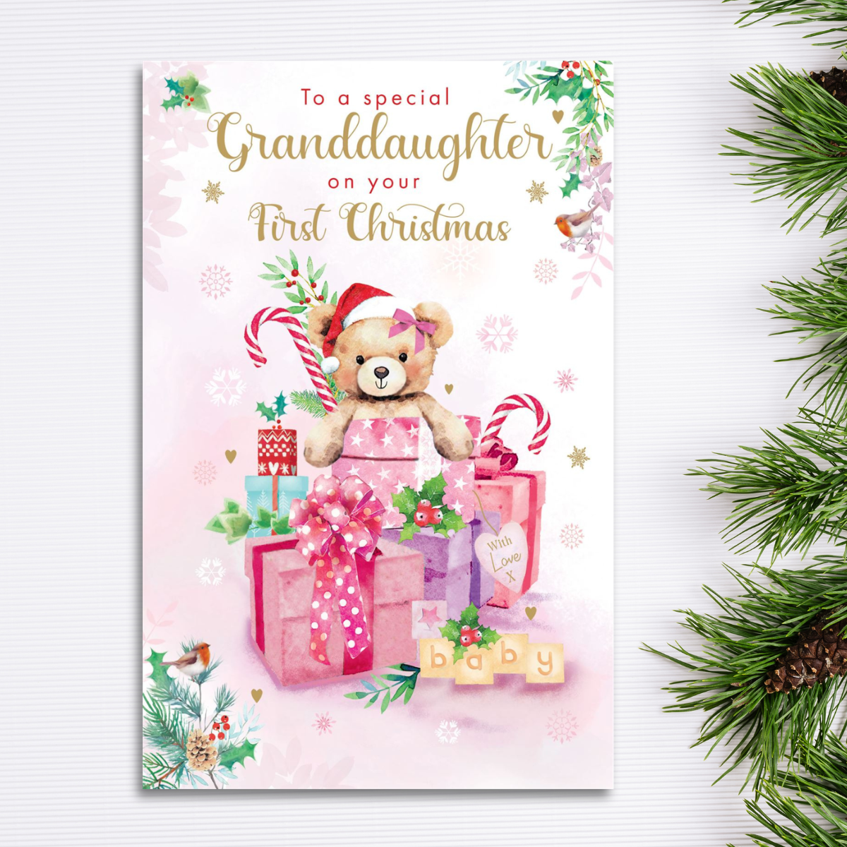 Granddaughter 1st Christmas Card - Grass Roots