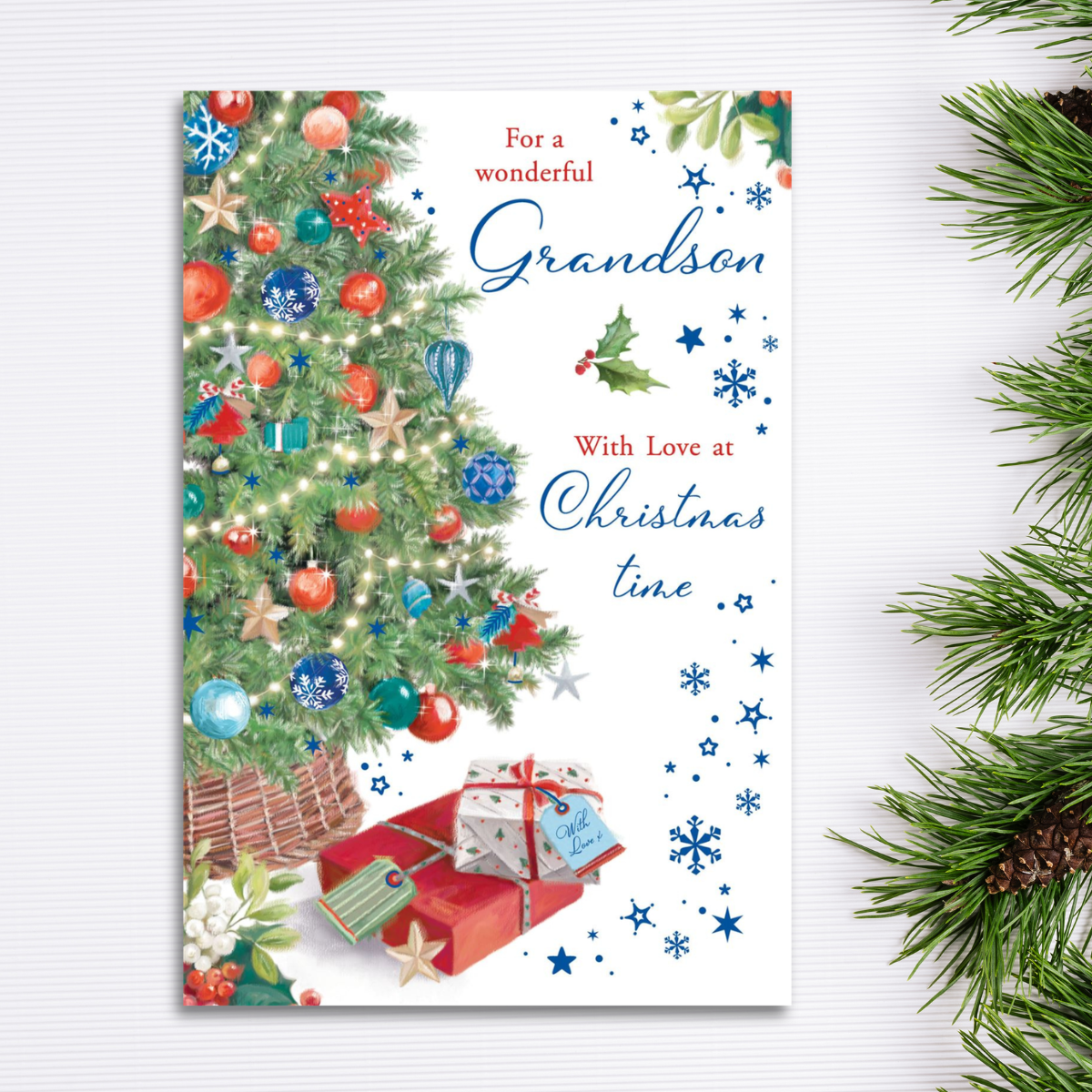 Grandson Christmas Card - Grass Roots Tree
