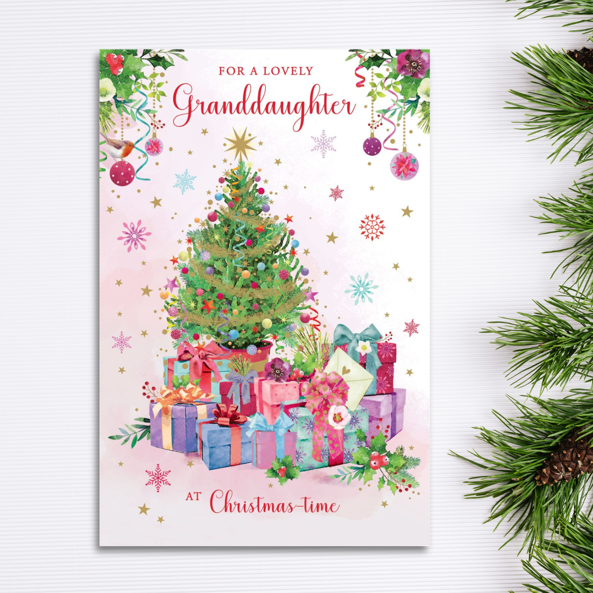 Granddaughter Christmas Card - Grass Roots Tree & Gifts