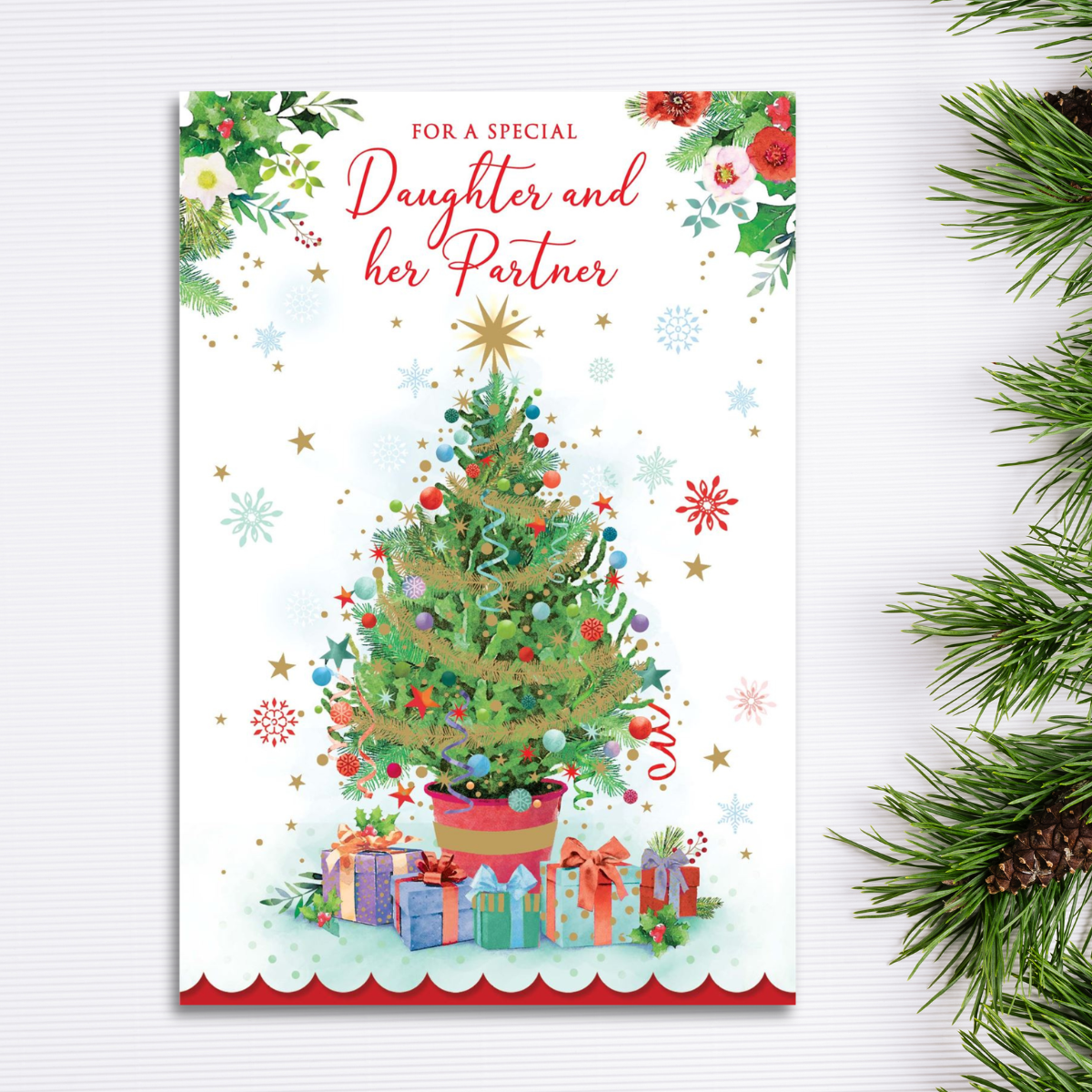 Daughter & Partner Christmas Card - Grass Roots