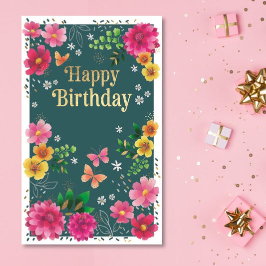 Enchanted Birthday Card - Floral Border