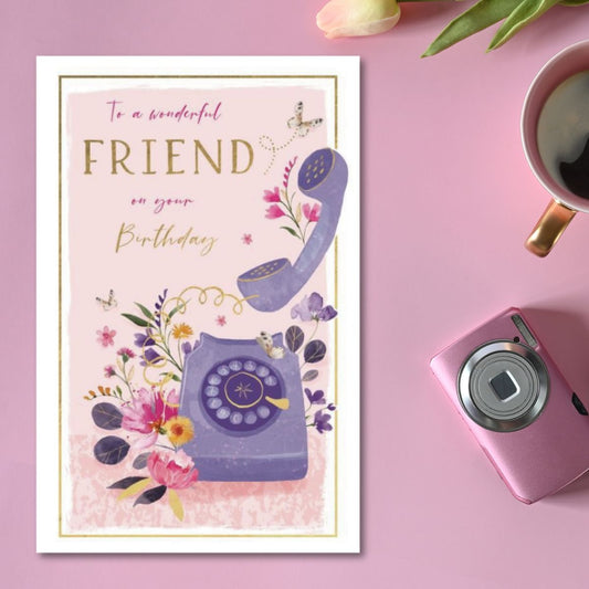 Friend Birthday Card - Large Skylight Floral Phone