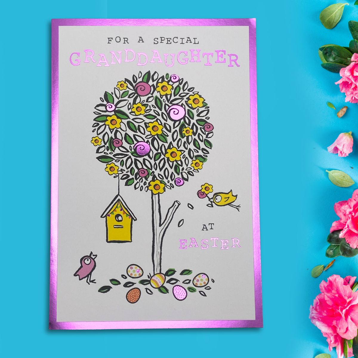 Granddaughter Easter Card - Doodle Birdhouse