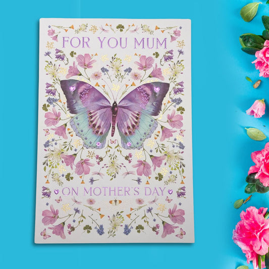 Mum Mother's Day Large Card - Butterfly Floral