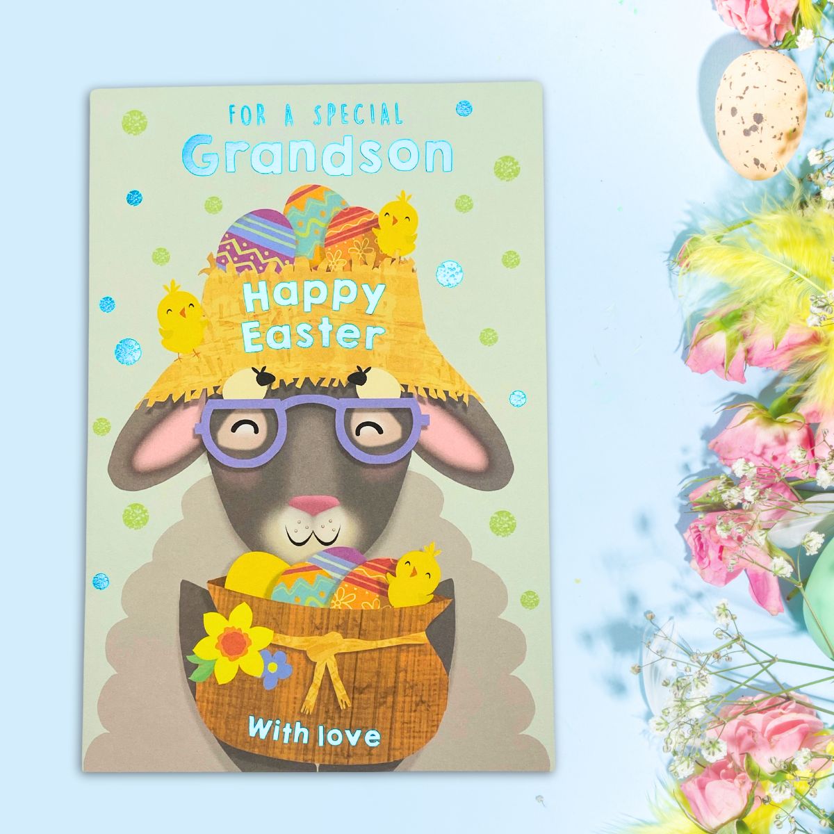 Grandson Easter Card - Easter Egg Sheep