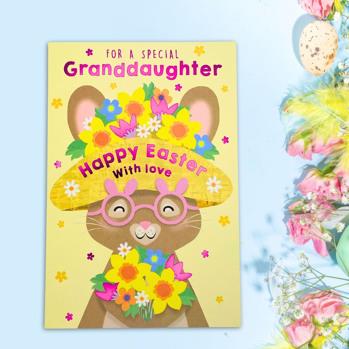 Granddaughter Easter Card - Easter Bonnet Bunny