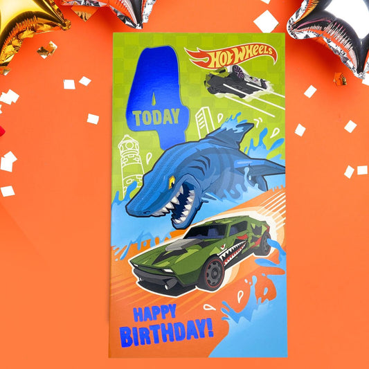 4th Birthday Card - Hot Wheels