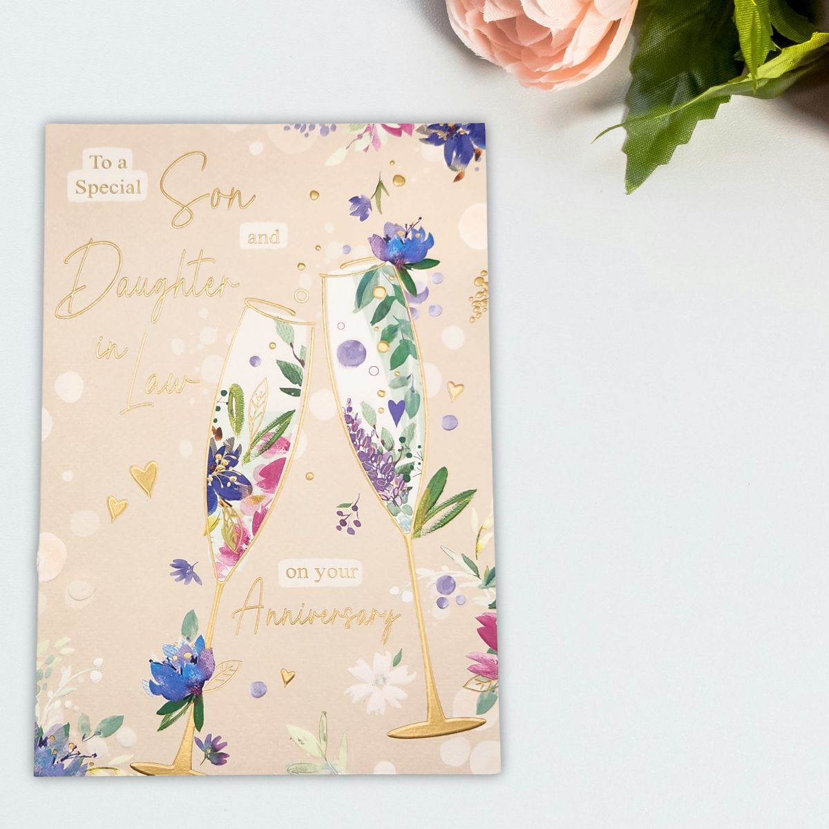 Son & Daughter-In-Law Wedding Anniversary Card - Signature Flutes