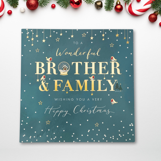 Brother & Family Christmas Card - Christmas Wishes