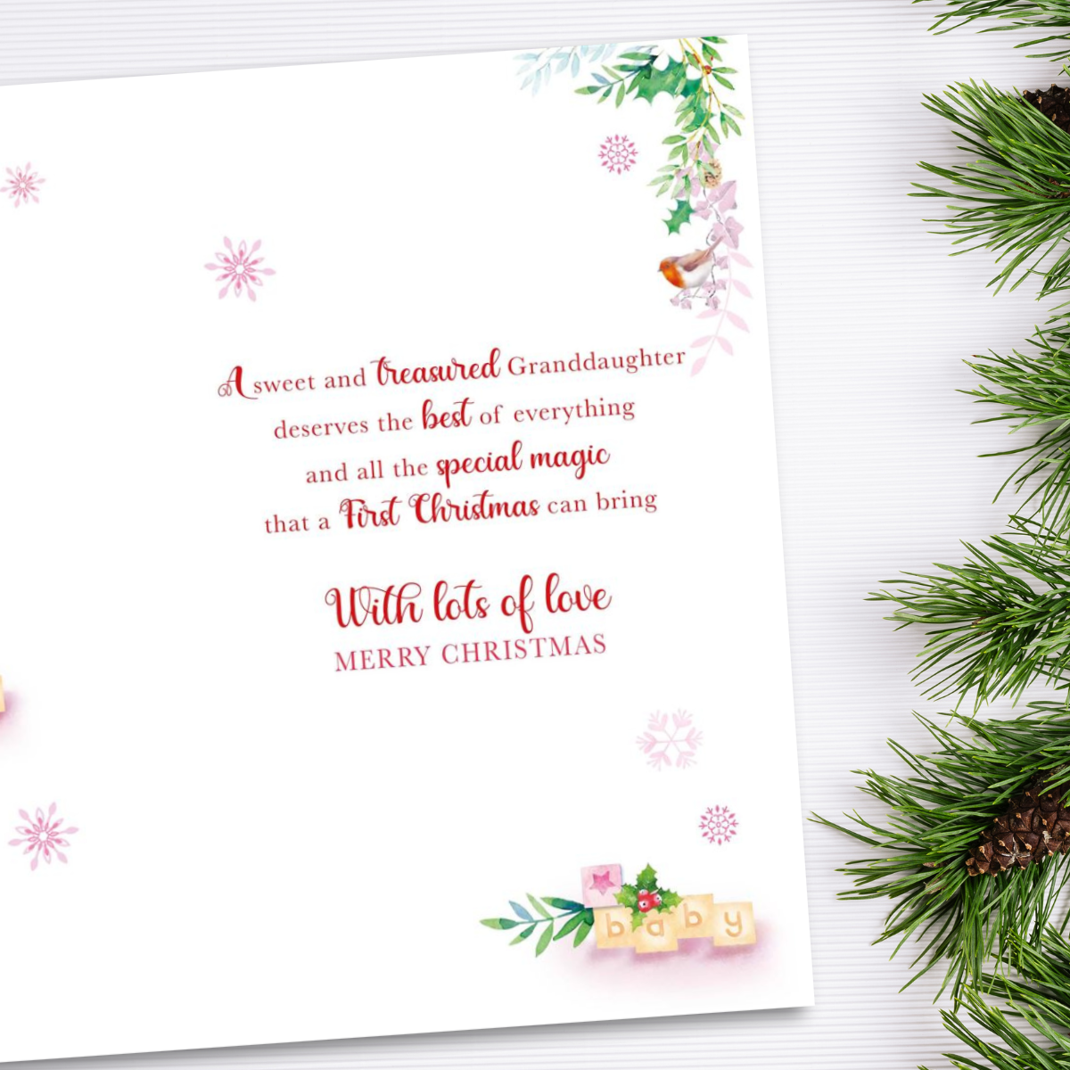 Granddaughter 1st Christmas Card - Grass Roots