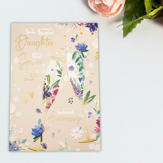 Daughter & Son-In-Law Wedding Anniversary Card - Signature Flutes