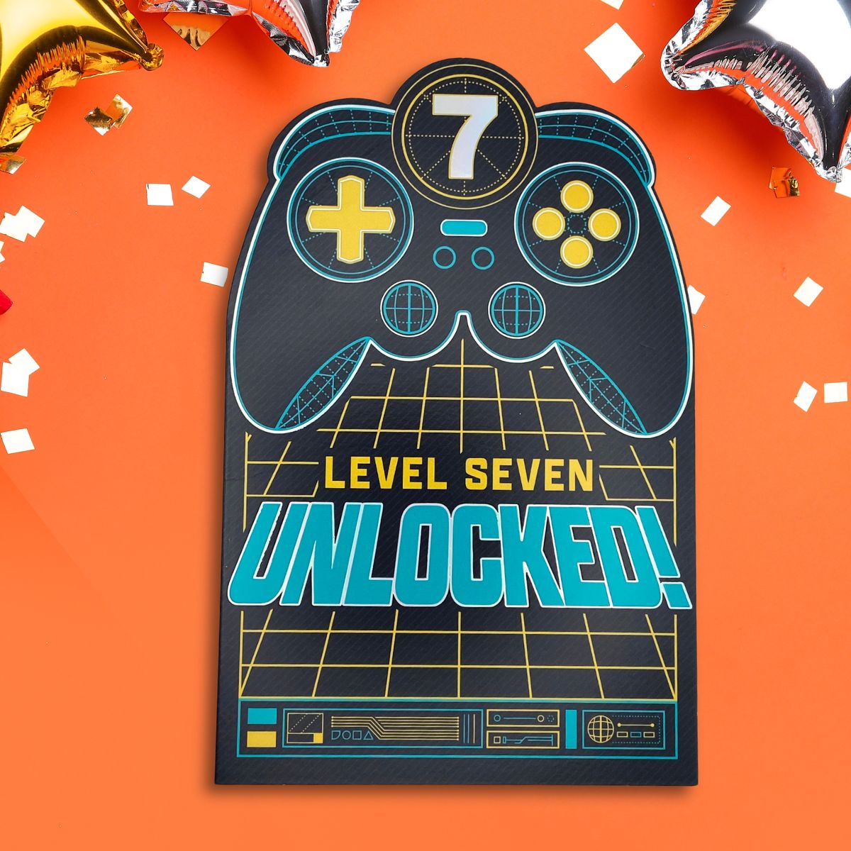 7th Birthday Card - Level Unlocked