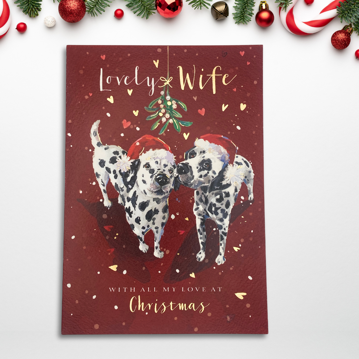 Wife Christmas Card - Under The Mistletoe