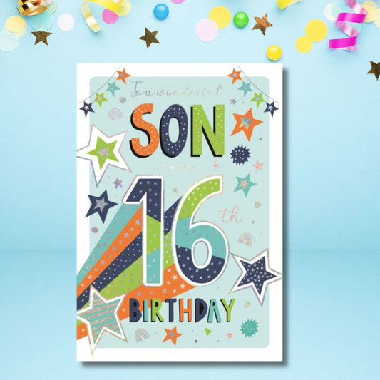 Son 16th Birthday Card - Starburst