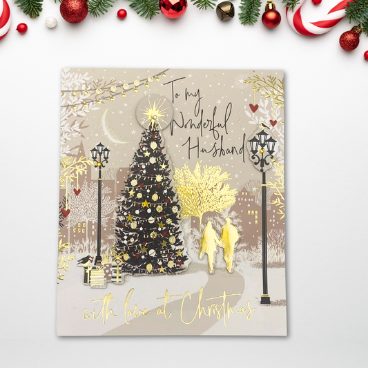 Husband Christmas Card - Handcrafted Starlette Decoupage