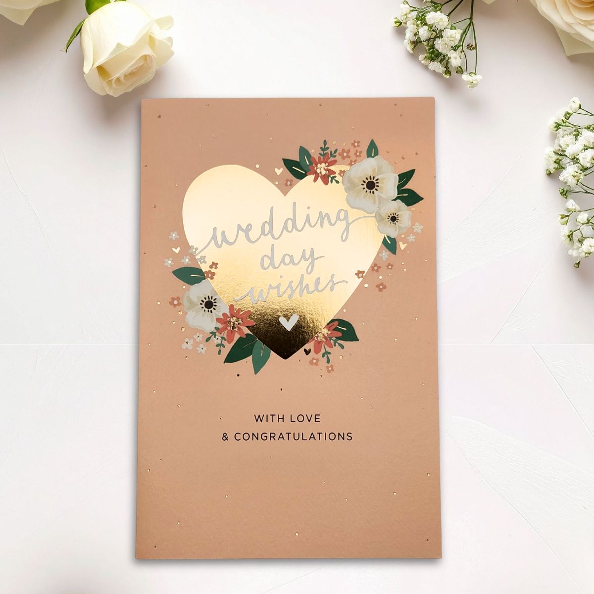 Wedding Day Card - Floral Heart Wedding Day Wishes