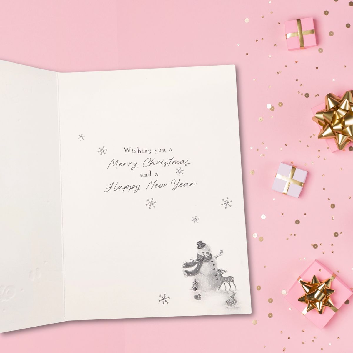 Friends Christmas Card - Decoupage Woodland Snowmand