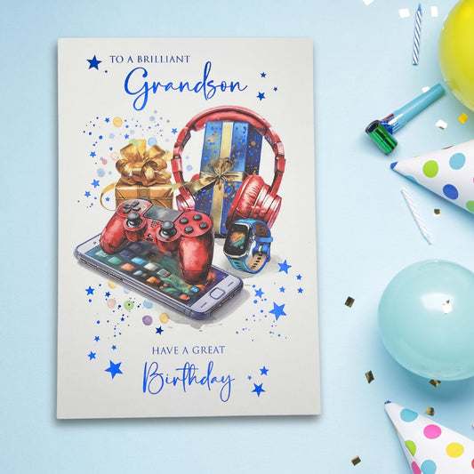 Grandson Birthday Card - Great Birthday Gamer