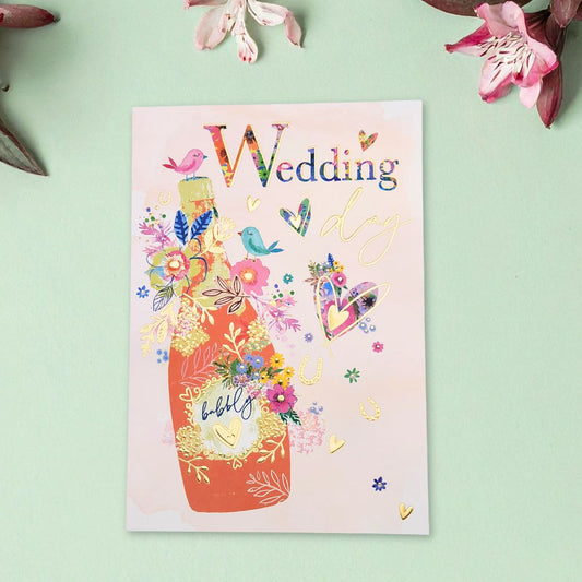 Wedding Day Card - Floral Bubbly