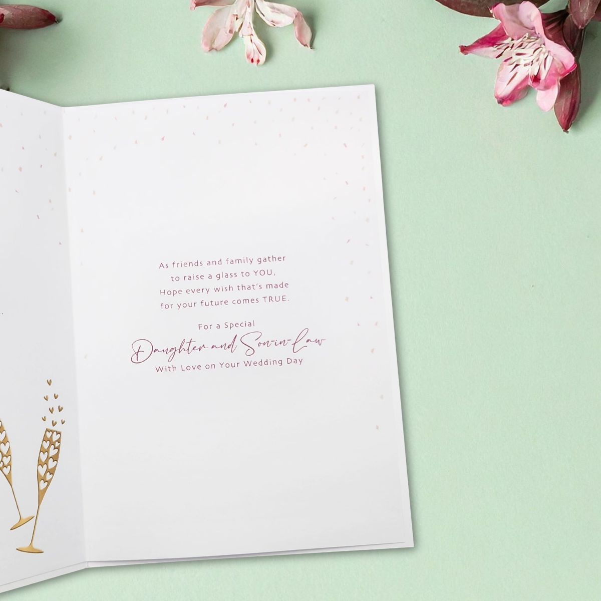 Daughter & Son-In-Law Wedding Day Card - Pink Floral Cake