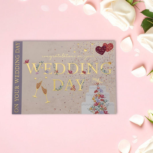 Wedding Day Card - Gold Text Landscape