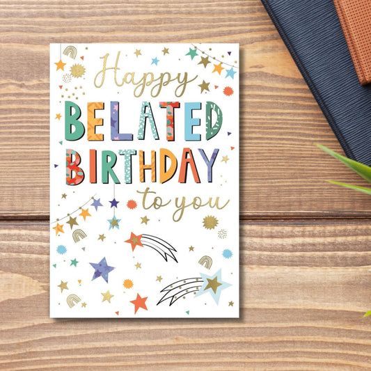 Belated Birthday Card - Wonderful Wishes