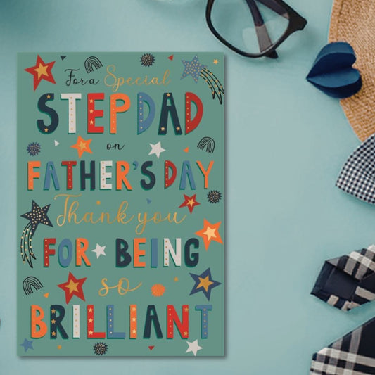 Step Dad Father's Day Card - Wonderful Wishes Stars