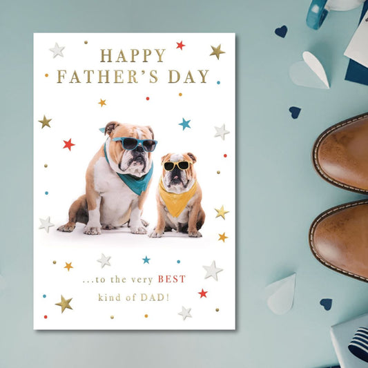 Open Father's Day Card - Bulldogs In Sunglasses