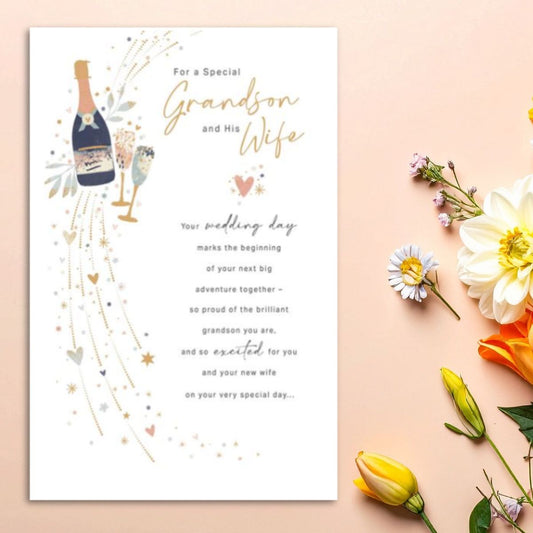 Grandson & Wife Wedding Day Card - Daydreams