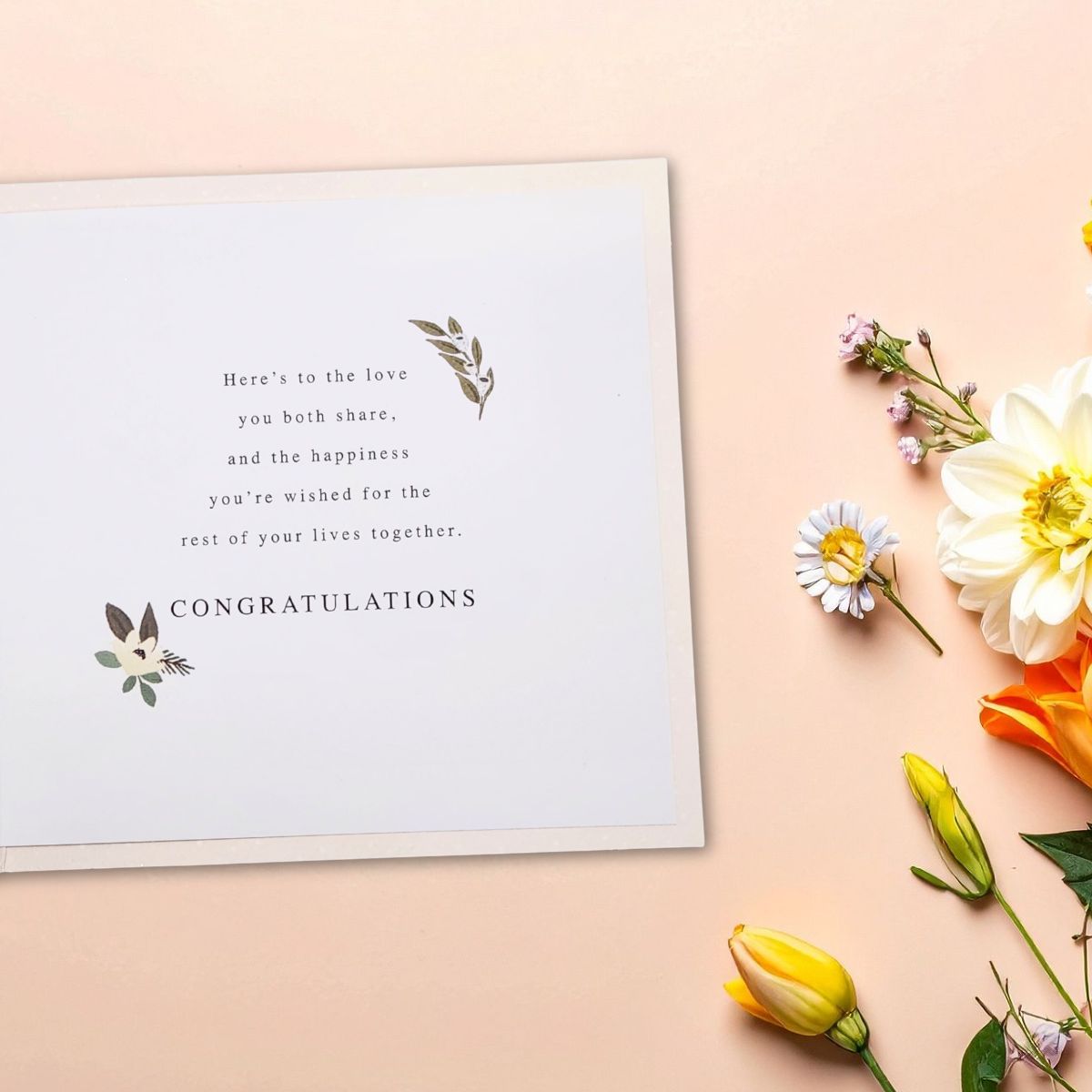 Wedding Day Card - Mr & Mrs Botanical Text