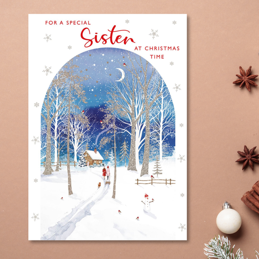 Sister Christmas Card - Snowy Stroll