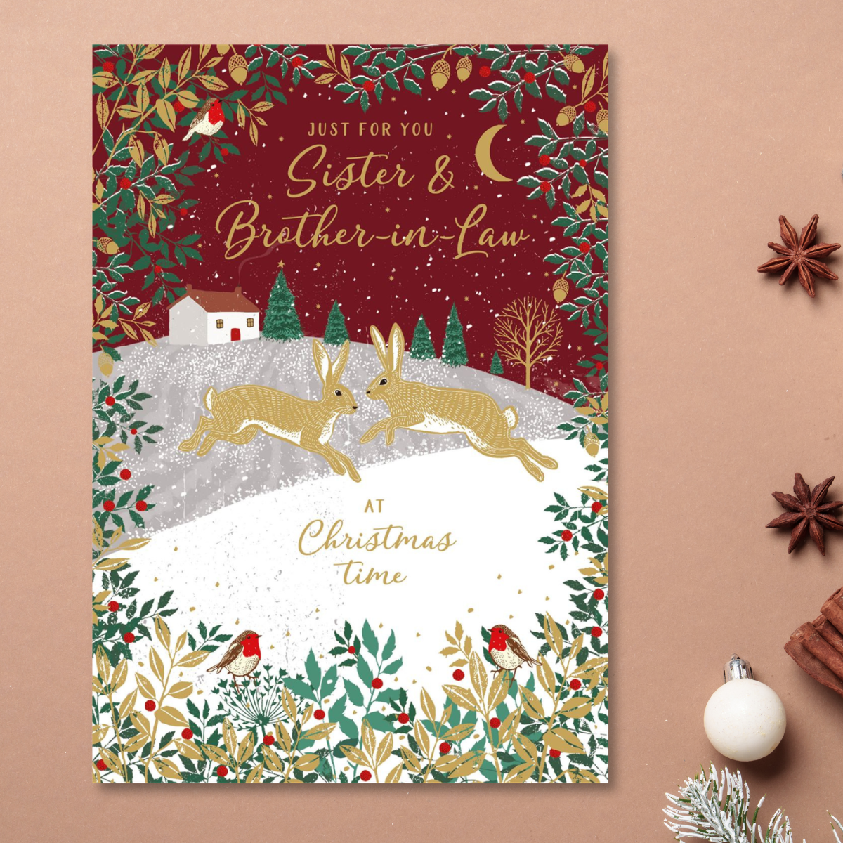 Sister & Brother-In-Law Christmas Card - Pizazz Bunnies
