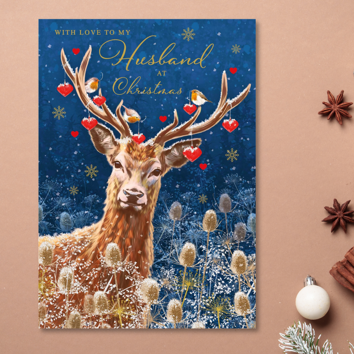 Husband Christmas Card - Pizazz Deer